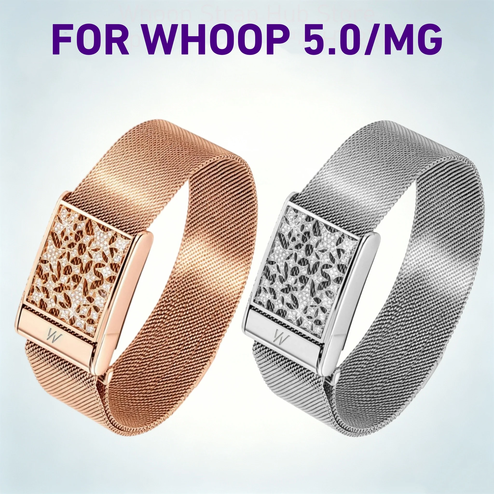 Full Diamond Metal Frame Milanese Magnetic Jewelry Style Strap Unisex Personalized Wristband For Whoop 5.0 Peak Life MG