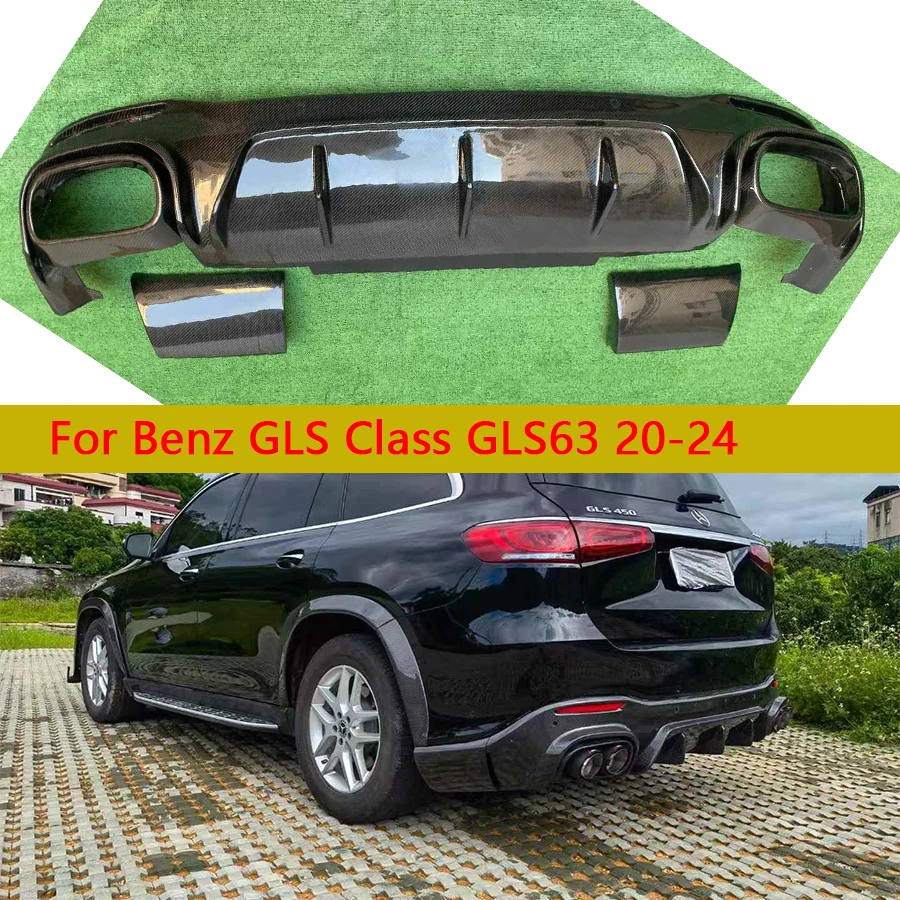

For Mercedes Benz GLS Class X167 2020-2024 Carbon Fiber Car Rear Bumper Diffuser Rear Splitters Back lip body kit