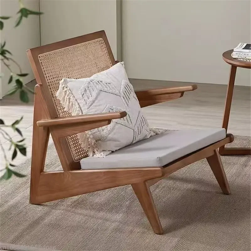 Nordic Casual Rattan Kangaroo Single Home Couch Lounger Recliner Chandigarh Balcony Solid Wood Chair