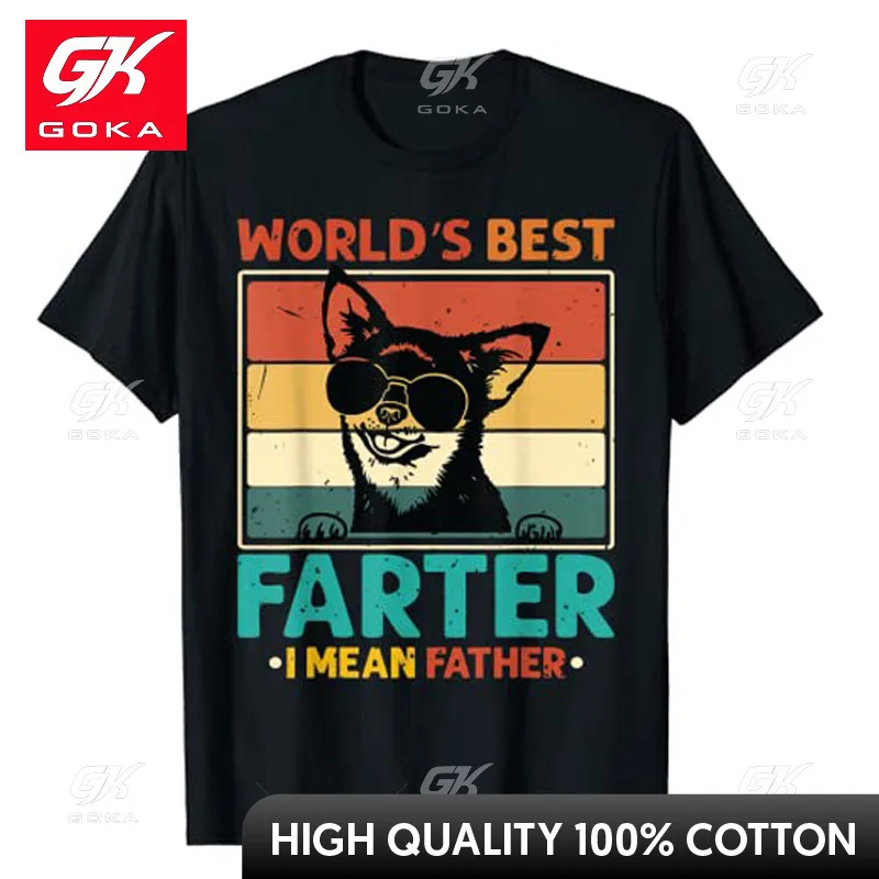 Worlds Best Farter I Mean Father Best Dad Ever Cool Dog Mens T-Shirt Father's Day Daddy Gifts Cute Animal Print Graphic Tee Tops