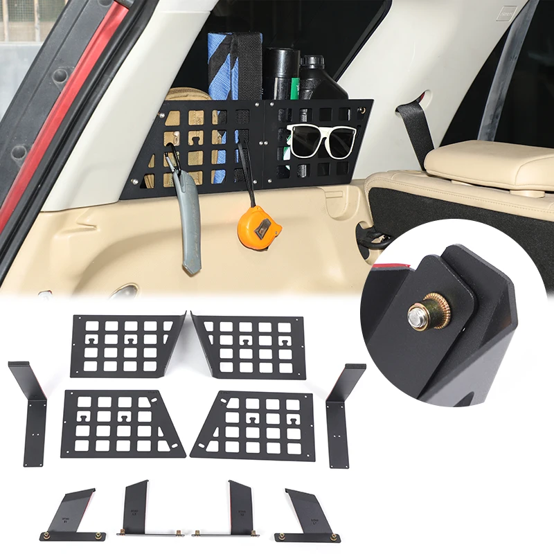Aluminum alloy black car trunk side window storage fence storage rack storage baffle For Land Rover Freelander 2 LR2 2007-2015