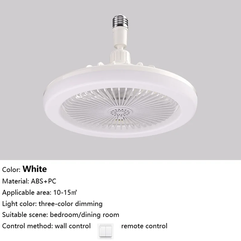 IRALAN Socket Ceiling Fan With Light E27 3 Fan Speeds Dimmable 3 Light Colors Easy To install For Bedroom Kitchen And Balcony image 3