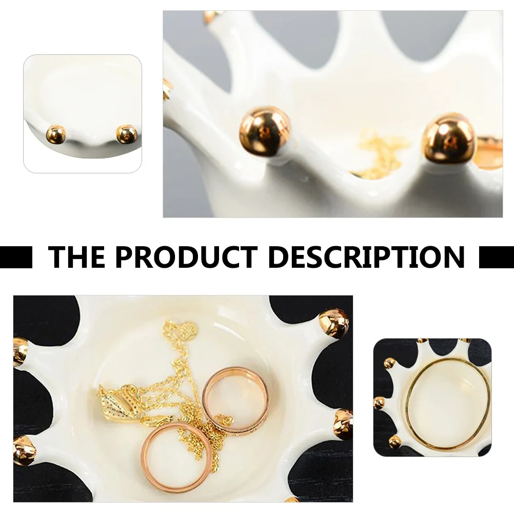 

1Pcs Elegant Crown Ceramic Jewelry Tray White Porcelain Storage Plate Ring Necklace Earring Display Decor Crown Shape Tray