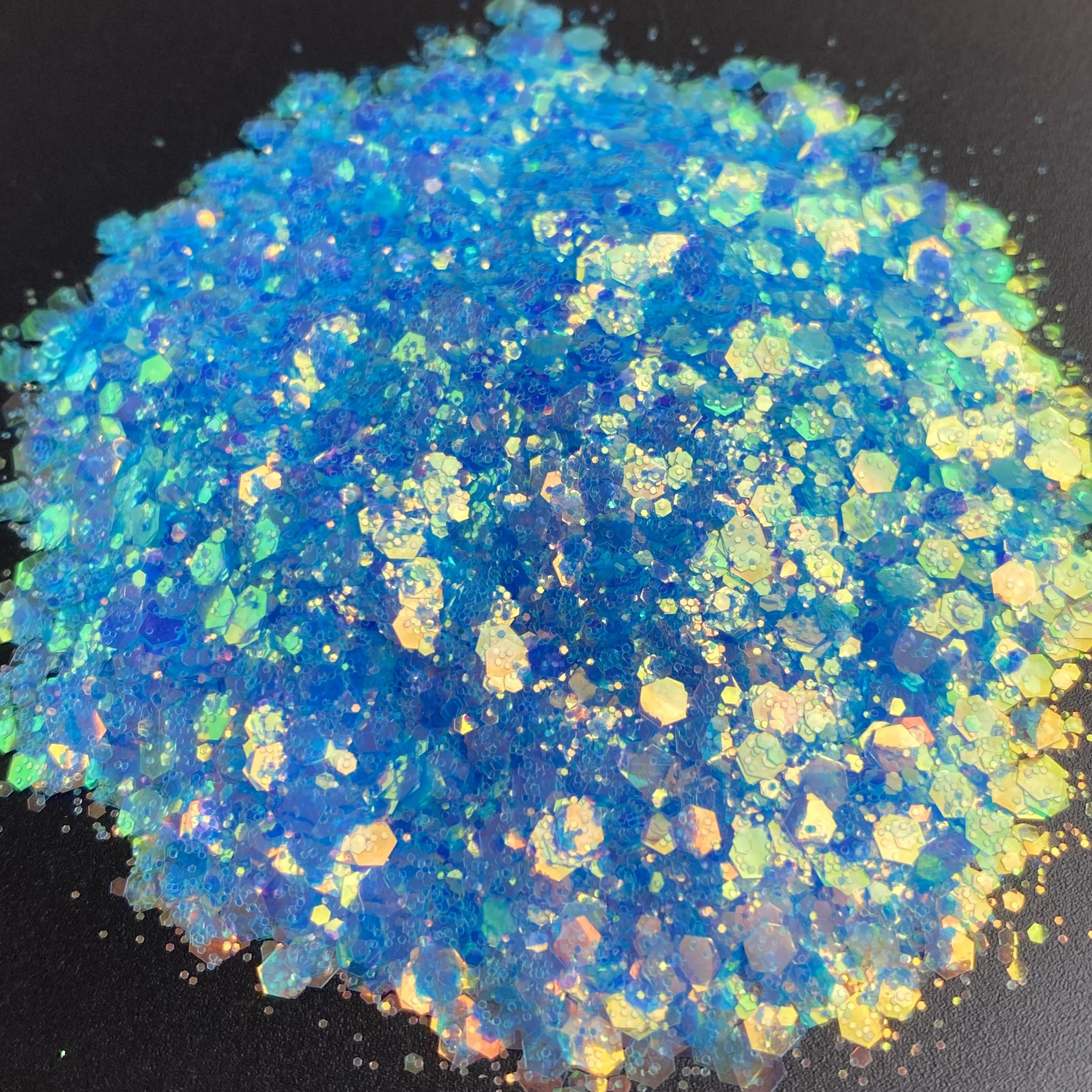 50g Bag Iridescent Chunky Glitter Flakes Shiny Transparent Cosmetic Nail Sequins For Epoxy Resin Crafts