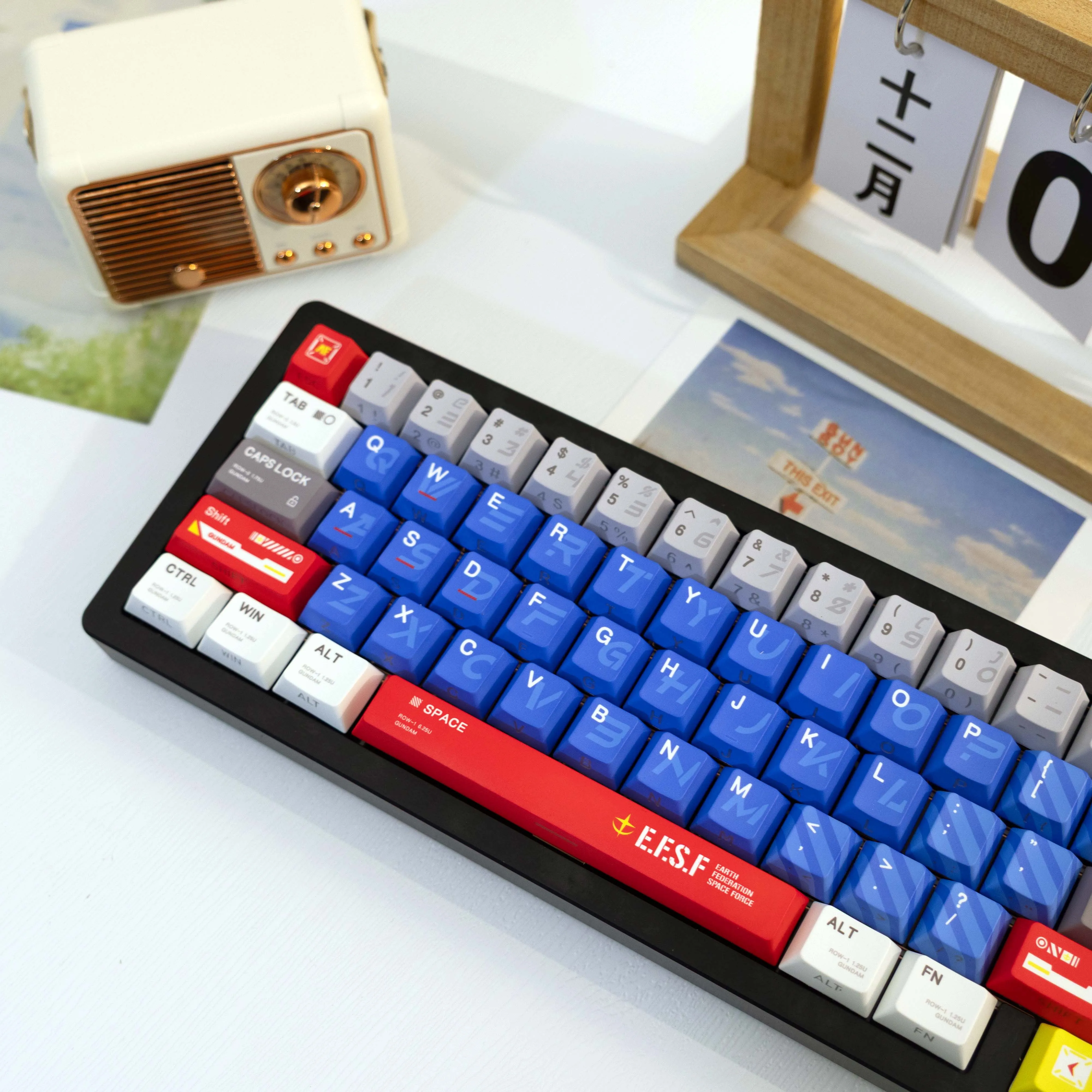138 Keys Mobile Suit Colorway PBT Keycaps Side Print Translucent Cherry Style Dye-Sub MX Switch 61 64 68 87 96 104 108 Random Co