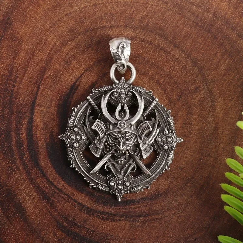 Japanese Black Samurai Pendant Gothic Pirate Armor Katana Necklace Personality Men\\\\\'s Trend Punk Jewelry