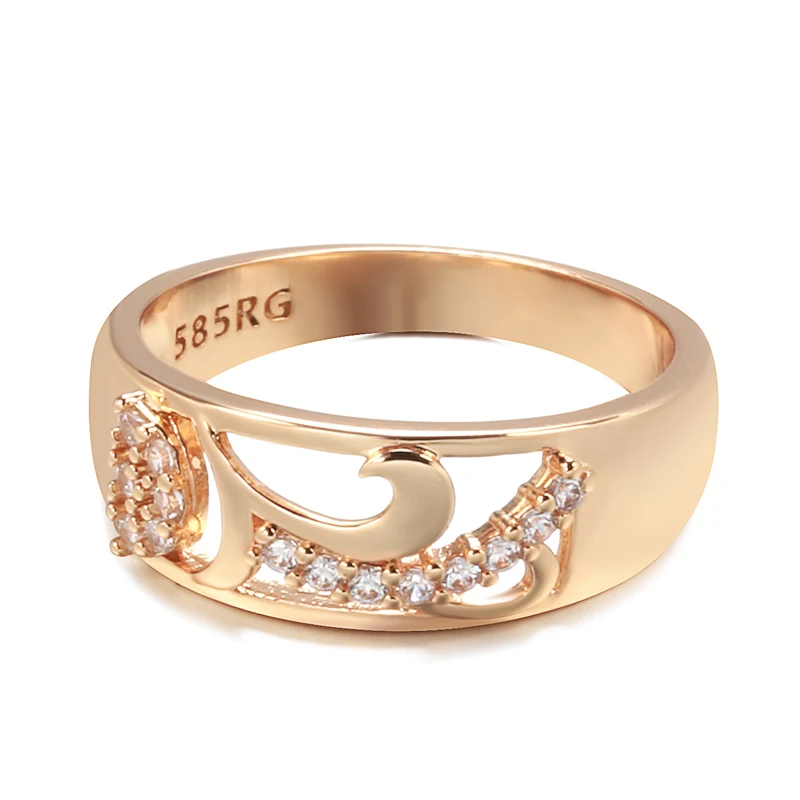 Hot Fashion Ethnic Bride Wedding Rings 585 Rose Gold With Natural Zircon Party Accessories Fine Vintage Jewelry 2022 New