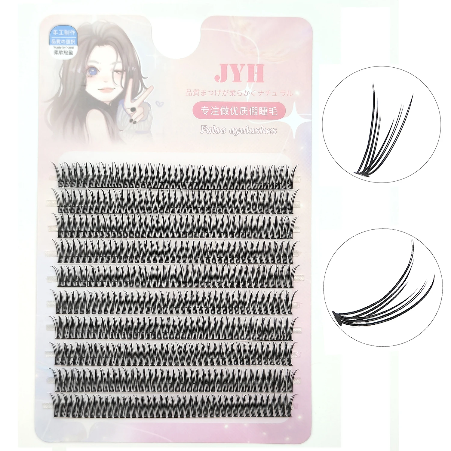 400PCS Naturalne rzęsy wachlarzowe Wysokiej jakości jedwabne sztuczne rzęsy z rybim ogonem C Curl Dovetail Fly Eyelash Extension Diy Lashes Makeup