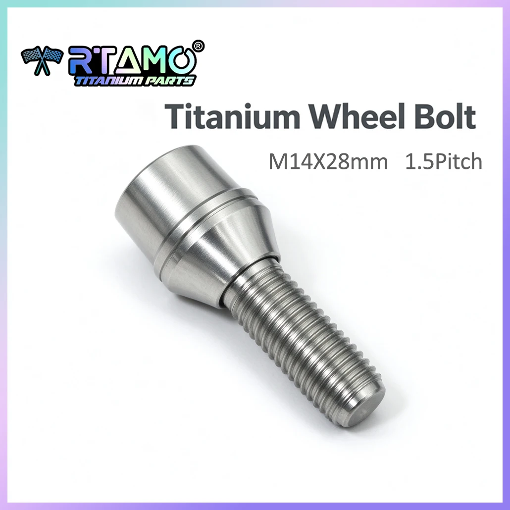 RTAMO M14X28X1.5P Gr5 Titanium Wheel Bolt Car Wheel Hub Screw 20pcs High-strength Light-weight