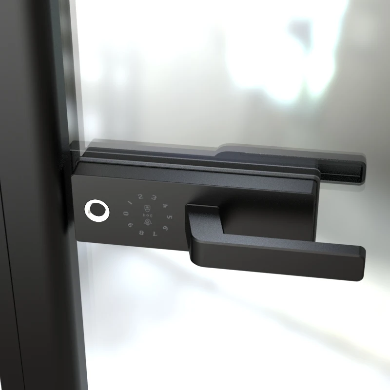 New Arrival Tuya Smart Office Security Push Inside Glass Partition Door Lock With Fingerprint, Password, Card and Keys to Unlock