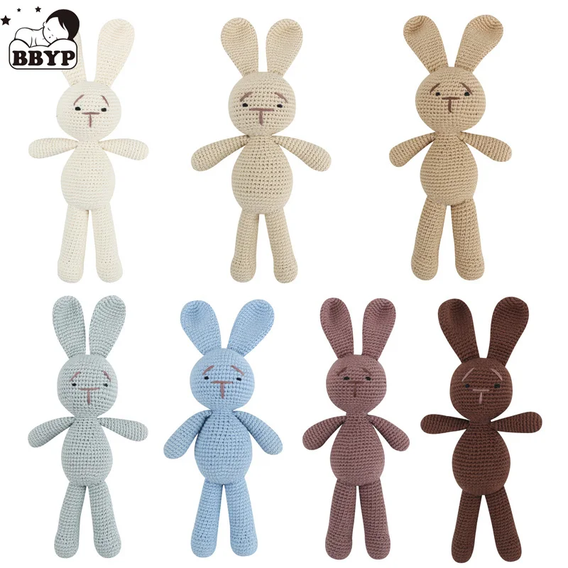 Amigurumi gehaakte konijntje baby gevulde pop kawaii katoen gebreide dieren knuffel pasgeboren baby slapen begeleiden pop kamer decor
