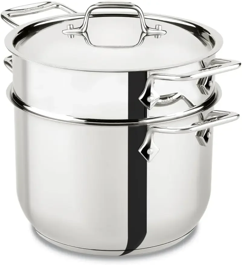 

Specialty Stainless Steel Stockpot, Multi-Pot with Strainer 3 Piece, 6 Quart Induction Oven Broiler Safe 500F Strainer