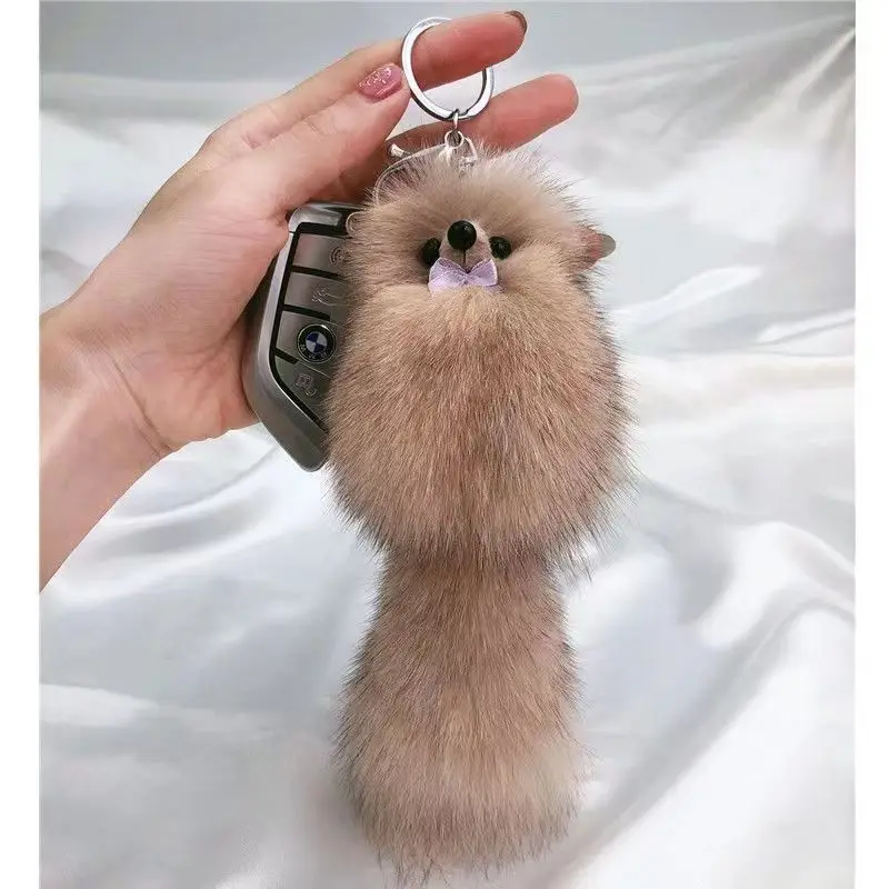 Real fox fur little fox doll ladies bag pendant car key chain pendant mobile phone pendant youth clothing accessories hairball