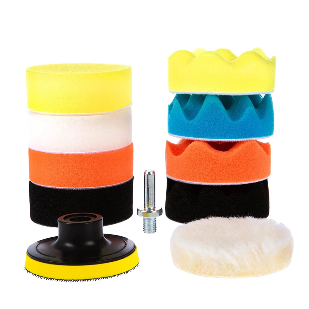 Polimento Esponja Placa Set, Imitação De Pelúcia, Enceramento, Limpeza, Roda, Beleza Do Carro, Furadeira Elétrica, Disco de polimento, 11Pcs por