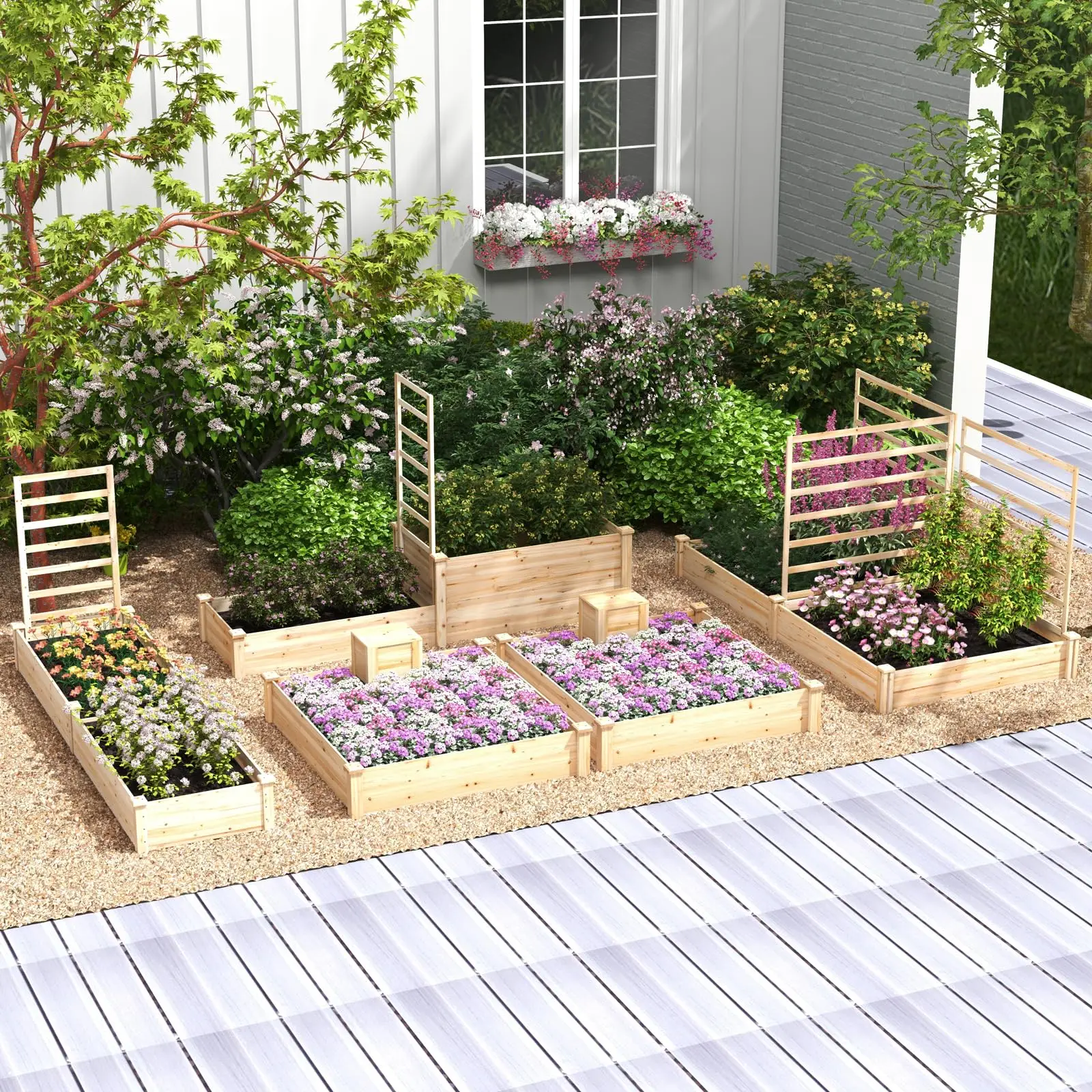 Raised Garden Bed with Wood Composter, 49