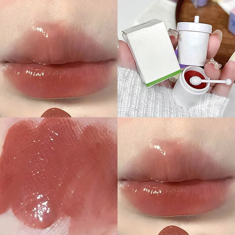 Lip Gloss chá de leite bonito, bálsamo de enfermagem, batom hidratante, antiaderente duradouro para copo lábio lama para lábios secos, cosmético coreano