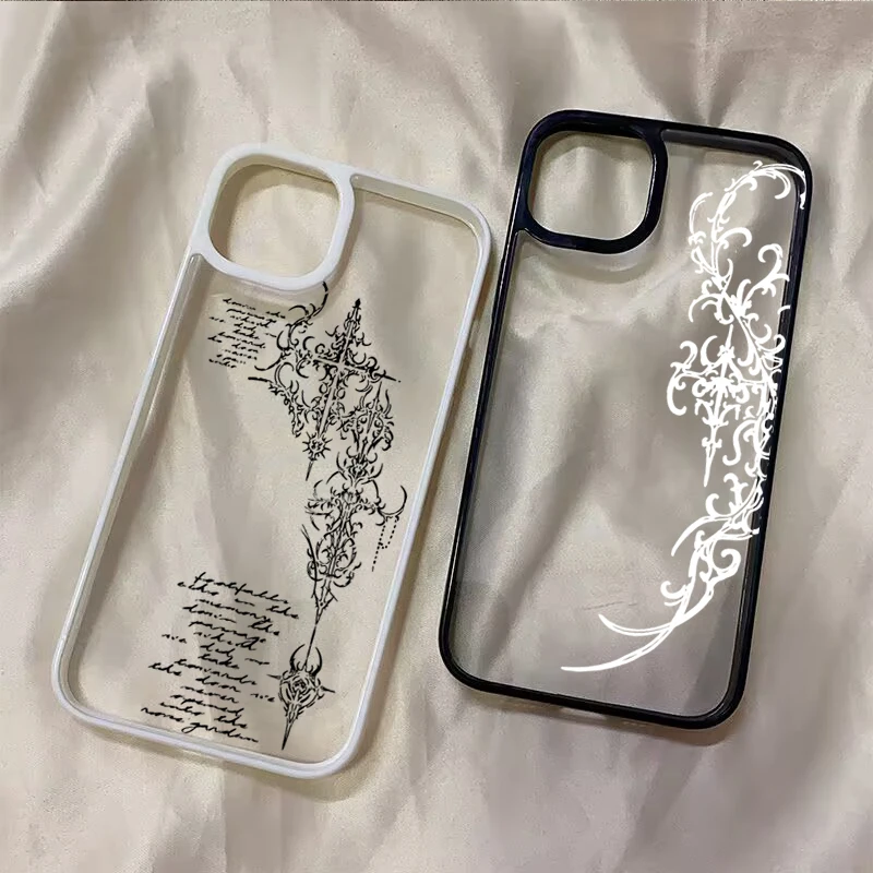 Gotisches Kreuzranken-Transparentes Handyhülle für iPhone 17 16 15 Pro 14 13 11 12 Pro Max Air 16E X XR XS Max 7 8 Plus SE 2022 Cover