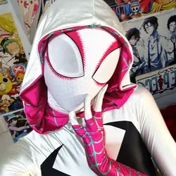 Mar-vel Customized Gwen Cosplay Mask Spiderman Mask Gwen Stacy Cosplay Mask Across The SpiderVerse Wearable Movie Prop Replica