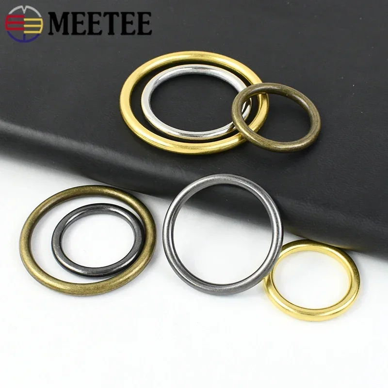 Meetee 10Pcs O Ring Round Metal Buckle 20-50mm Circle Clasp for Clothing Decoration Rings Hook Handbags Hardware Accessories