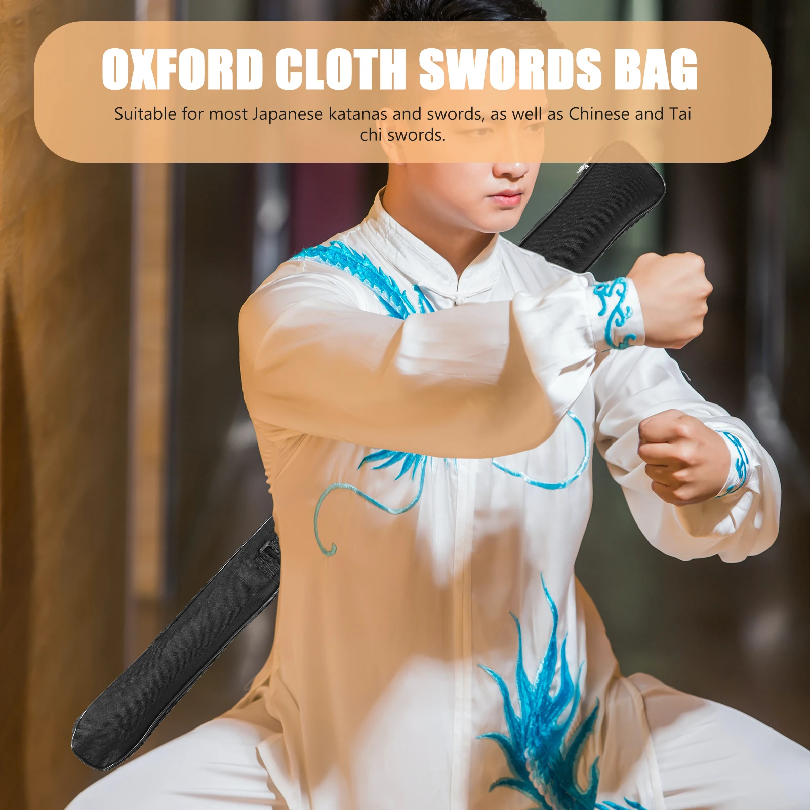 

1PCS Sword Bag Tai Chi Oxford Cloth 105cm Black Storage Protective Pouch for Swords Durable Waterproof Tool Bag