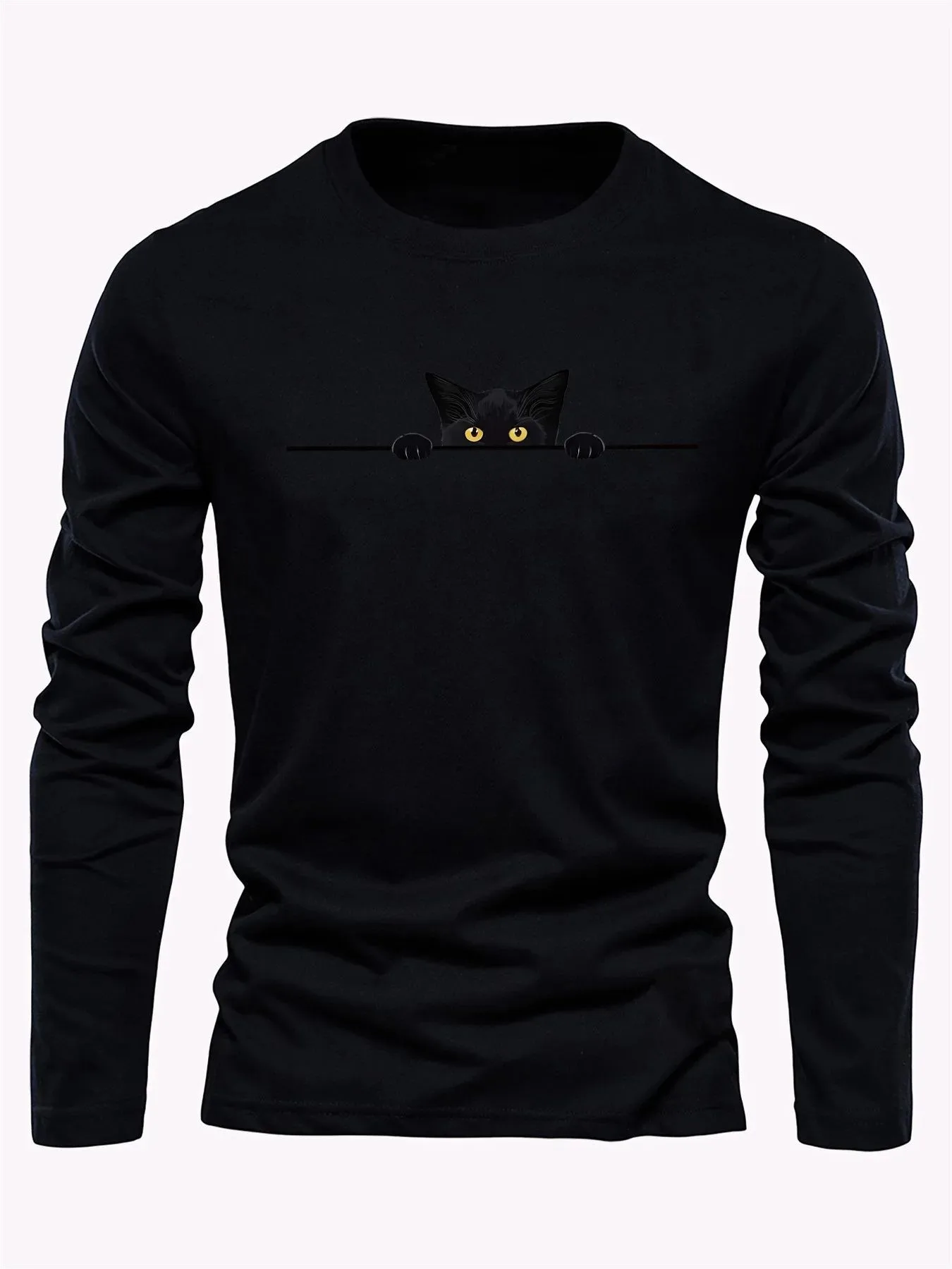 New men's long-sleeved T-shirt for Spring and Autumn 2025 featuring street fashion and comfort with 3D kitten pattern printing - view 6