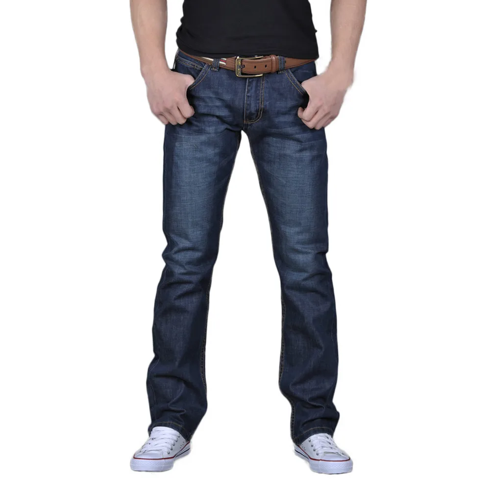 Men\'s Casual Autumn Denim Hip Hop Loose Work Long Trousers Jeans Pants S Relaxed Boot Cut