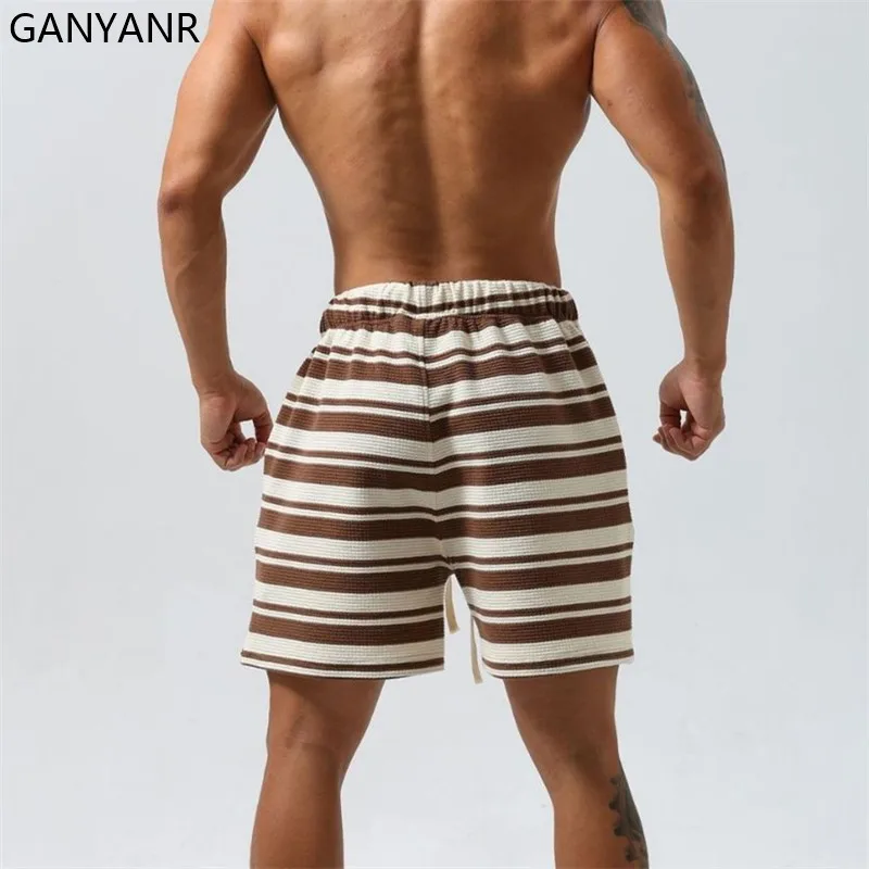 GANYANR-pantalones cortos para correr para hombre, ropa deportiva para entrenamiento de culturismo, Crossfit, gimnasio, ciclismo, verano, fitness, fútbol, baloncesto