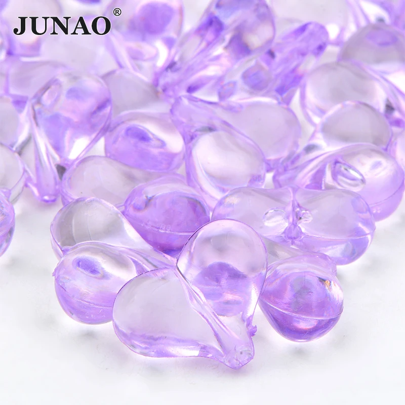 JUNAO 18mm 10pcs Mix Color Transparent Heart Rhinestones Beads Sewing Acrylic Beads for Jewelry Making Accessories DIY Crafts