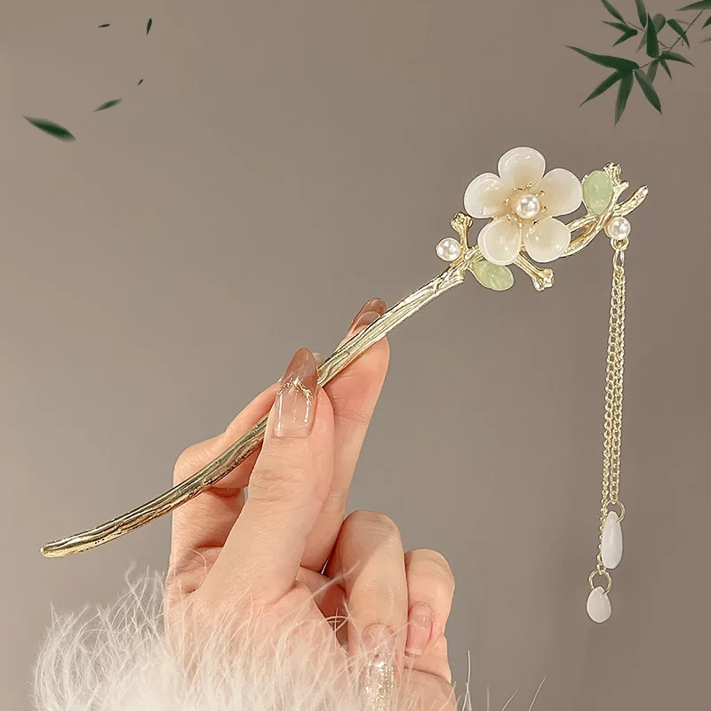 Elegant Chinese Style Hair Clip Tassel Hair Stick Traditional Floral Design Hairstyle Accessory Women Jewelry Hairpin Hairneedle image 6