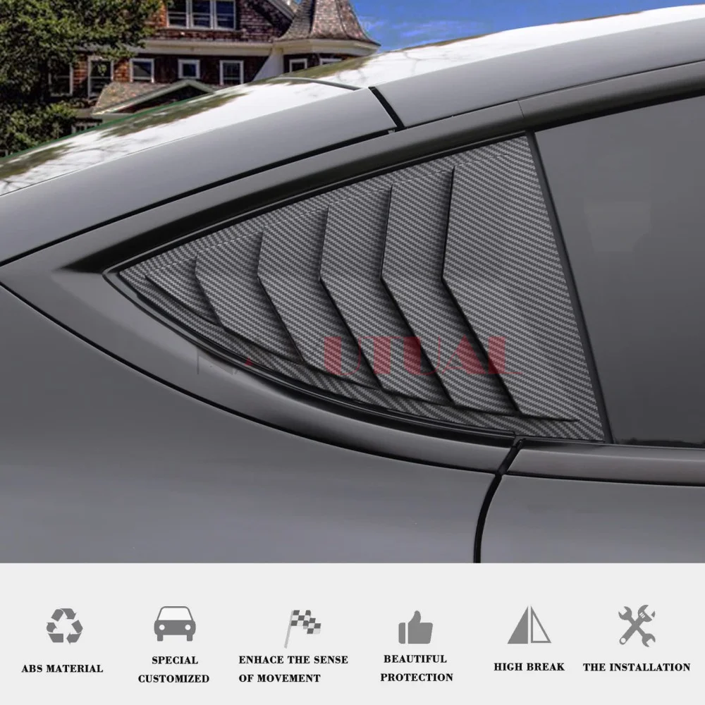 For Tesla Model 3 Y Rear Side Window Louvers Air Vent Window Scoop Louvers Covers ABS Sun Rain Shade Vent Sport Style Cool Dec