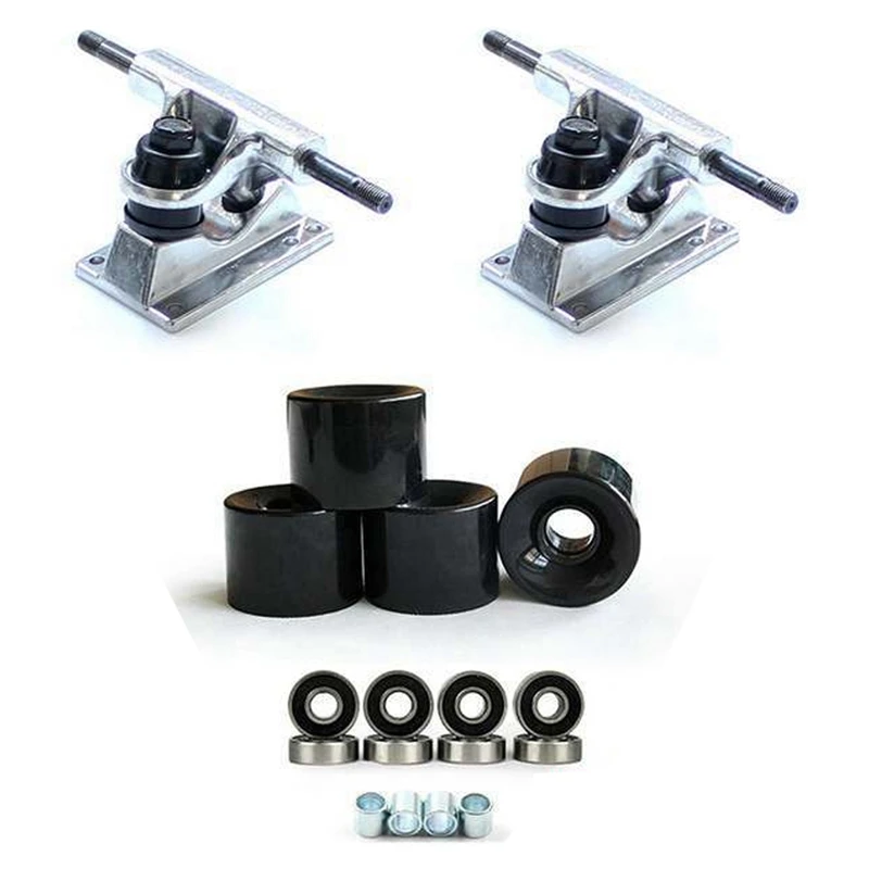 DIY 3.25Inch Black Skateboard Trucks With 60X45mm PU LED Skateboard Wheels Bridge And ABEC-9 Bearings