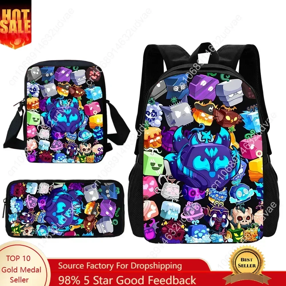 Cartoon Blox Fruits Child School Backpack With Shoulder Bag Pencil Bags School Bags for Boys Girls Best Gift