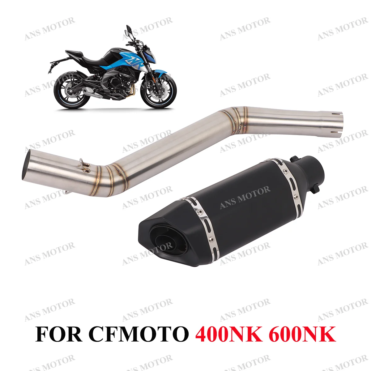 

Slip On For CFMOTO 400NK 650NK 700MT ALL Years Motorcycle Exhaust Escape Middle Link Pipe Modify NK400 Exhaust Black Muffler