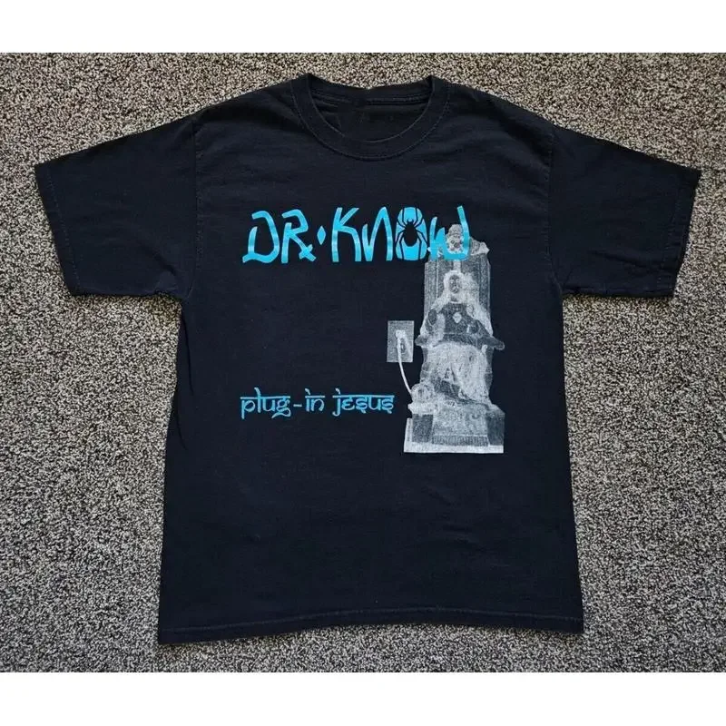 Vtg Dr Know Band Plug In Jesus T-shirt en coton noir taille complète pour hommes