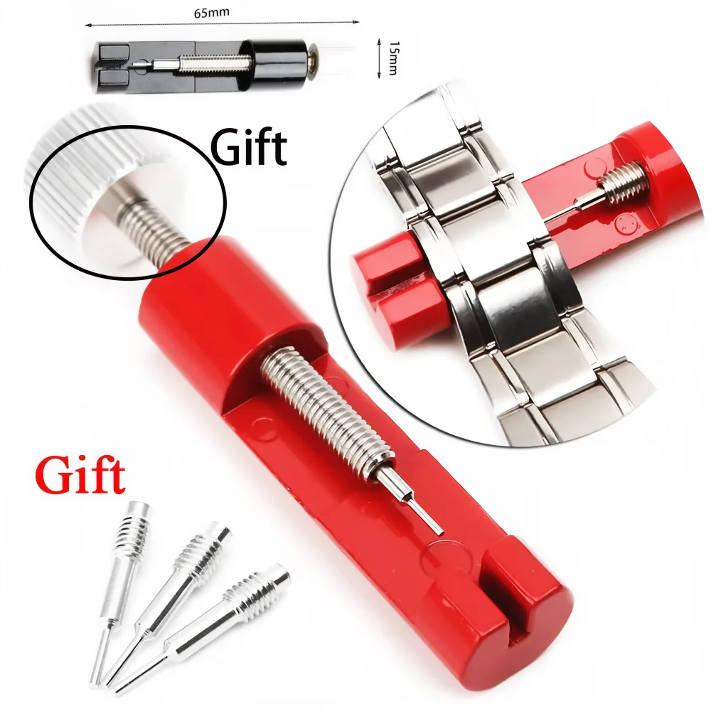 أداة إصلاح الساعة المعدنية، أداة تعديل سوار الساعة مع دبوس الساعة، أداة دبوس ربط السوار، المذيبات سهلة الإزالة، التعديل