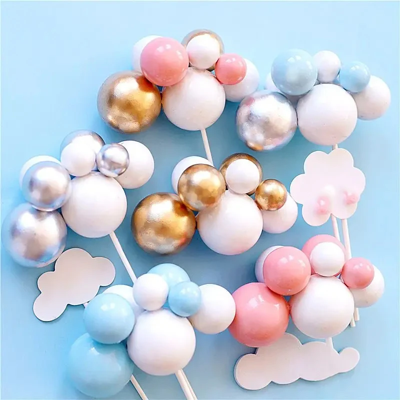 

Hot Air Balloon Gold Ball Cake Topper ColorSoft Clay Wedding Decoration Baby Birthday Confession Party Dessert Baking Supplies