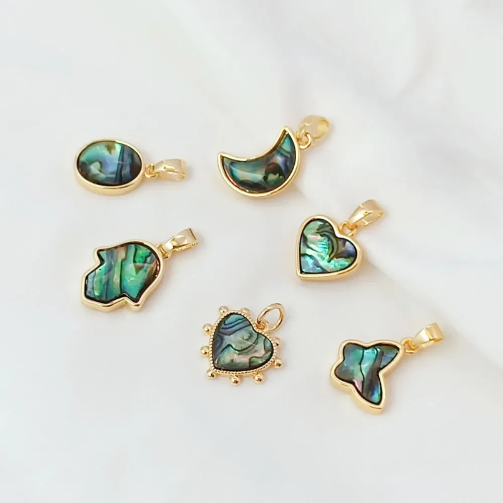 

18K Gold-plated Curved Black Shell Geometric Pendant, Butterfly Moon Heart DIY Necklace, Earrings, Bracelet and Pendant