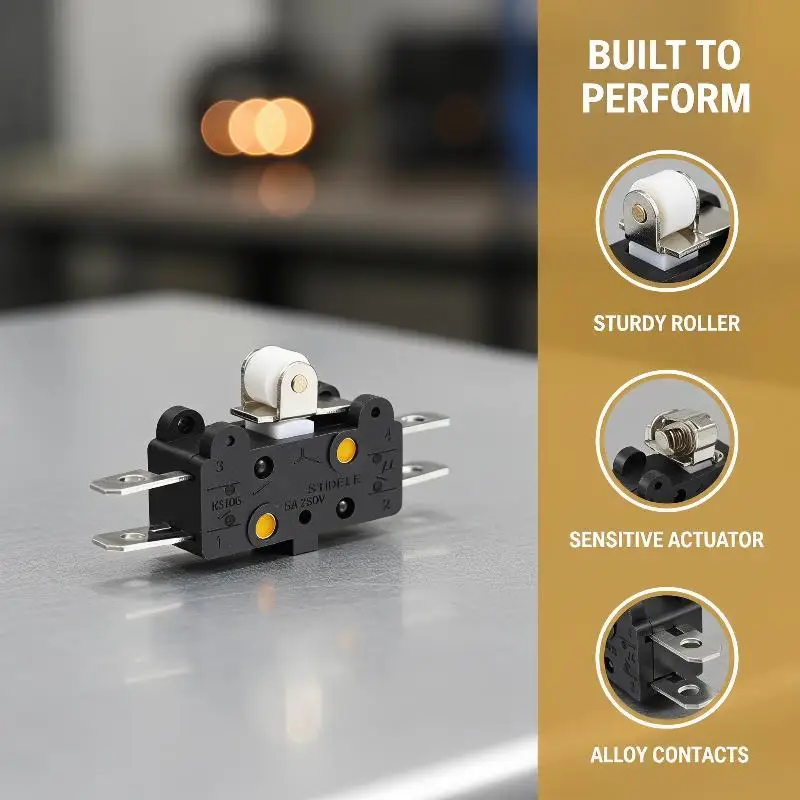 Micro Limit Switch 83106 With Roller Lever 5A 250V Rating Terminals For Home Appliance Repair Industrial Control Projects....