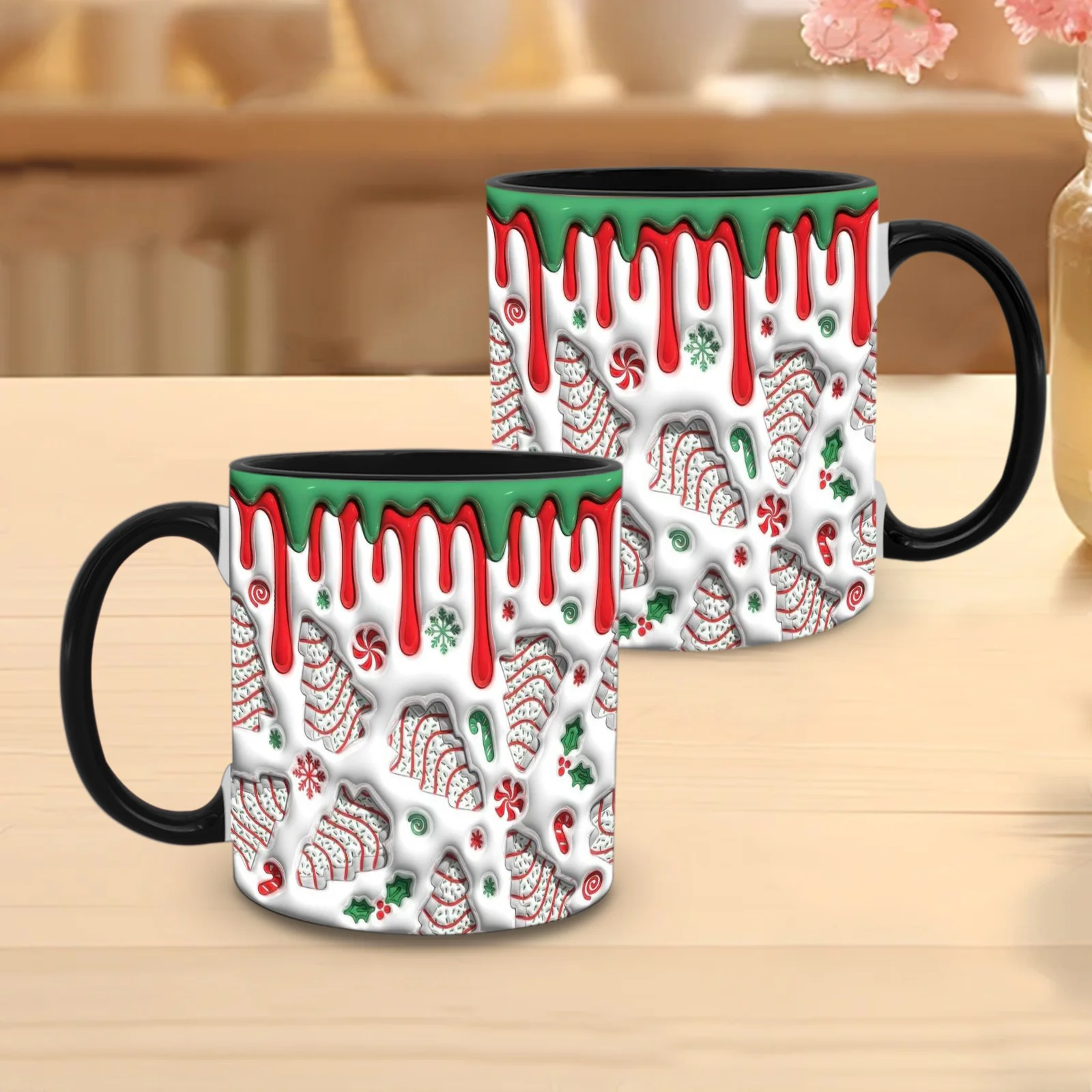 1pc, Christmas, 11-Ounce Colorful Ceramic Mug, Holiday Design Print Pattern, Suitable for Home, Office, Kitchen, Insulated Mug, Gift for Friends