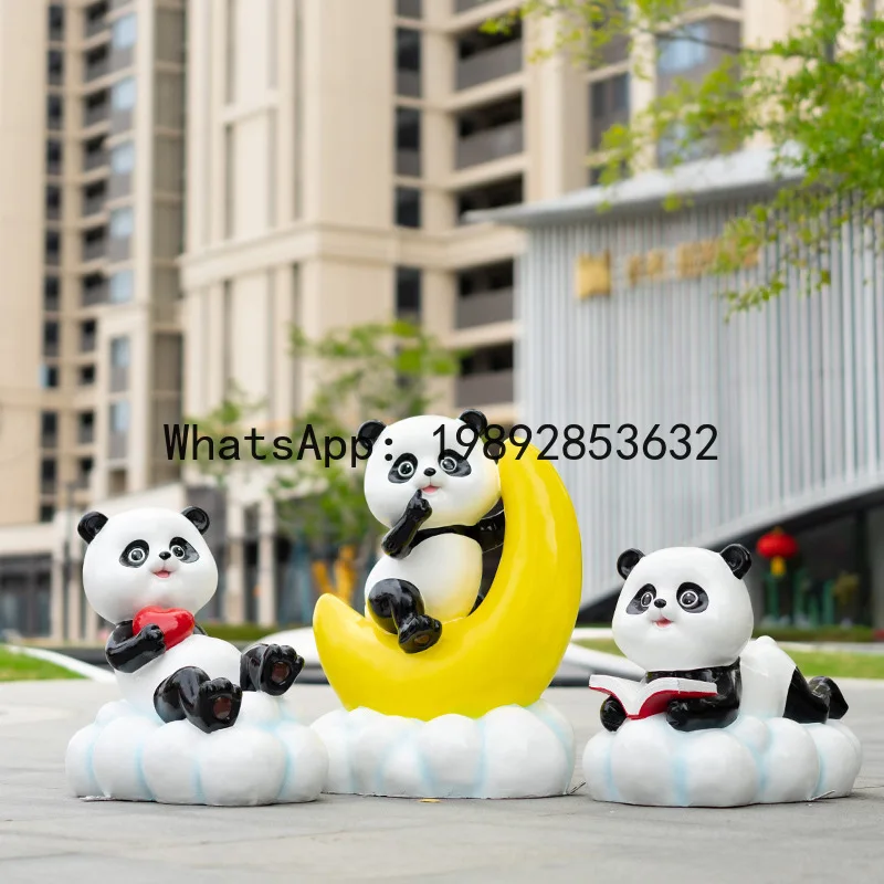 BJ Cartoon Panda Sculpture  Check-in Floor-standing Landscape Sculpture Amusement Park Mall Scenic Area Decoration Display