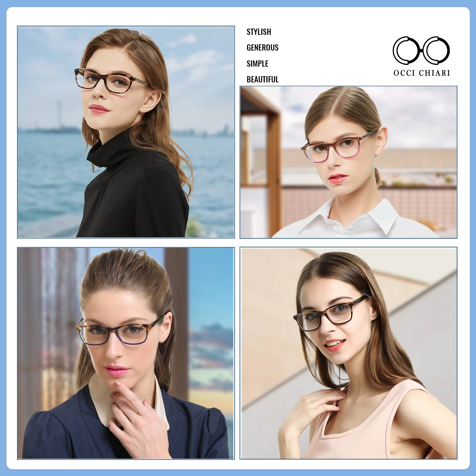 OCCI CHIARI acetato Vintage para mujer, gafas con montura cuadrada, diseño de marca de lujo, miopía, óptica, gafas graduadas, montura