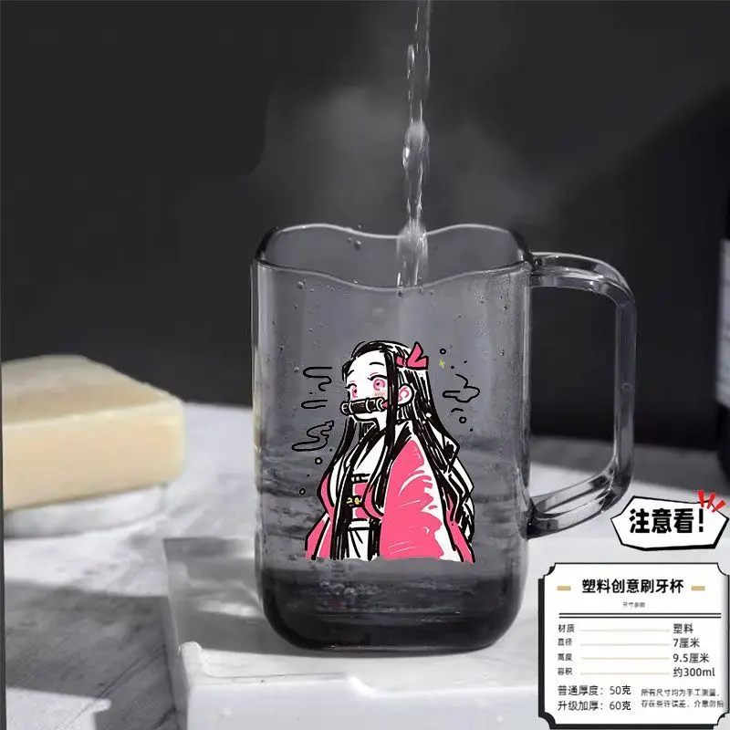 Demon Slayer Anime Cartoon Mouthwash Cup Mitsuri Kanroji Peripheral Goods Bathroom Home Cute Toothbrush Cup with Handle Portable