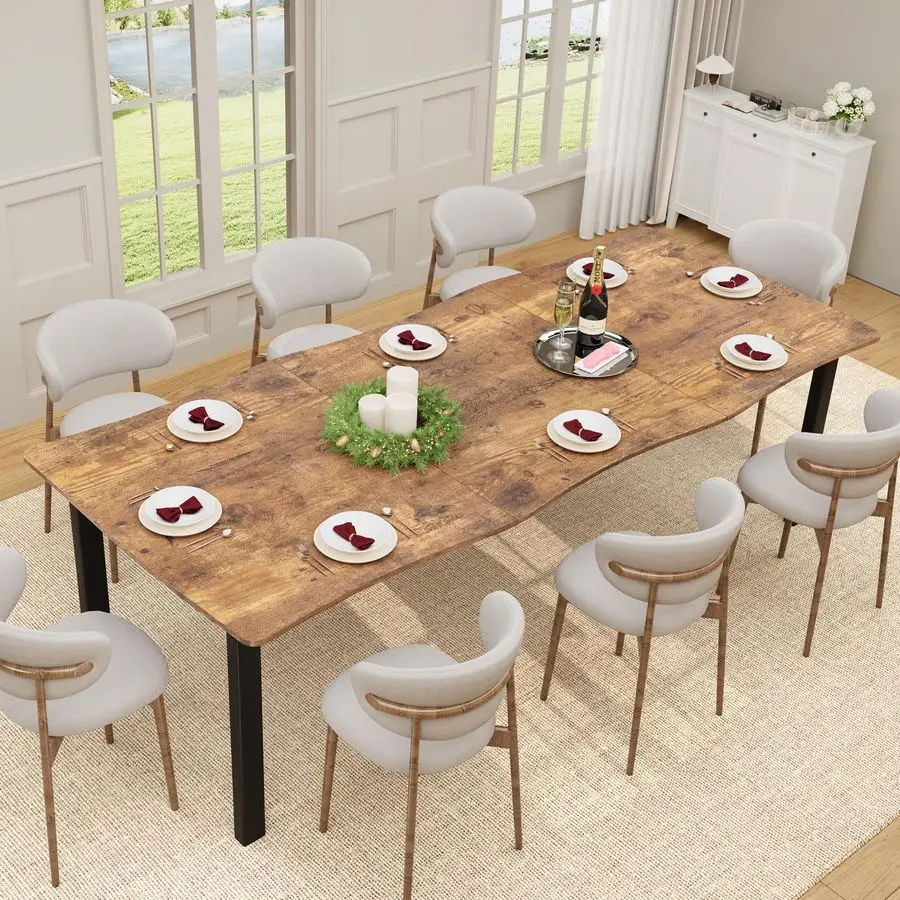 

Обеденный стол на 68, прямоугольный минималистичный стол с волнистым неровным краем, верхний усилитель из МДФ толщиной 15 мм, металлический каркас, водонепроницаемый Scr