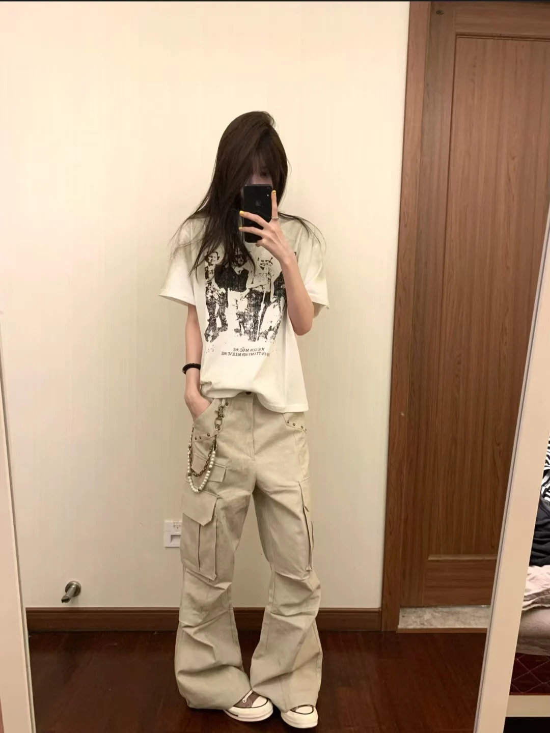 

Retro American Dirt Dye Apricot Rivet Loose Wide Leg ket Workwear Long Trousers for Men Youth Casual Pants Autumn Season