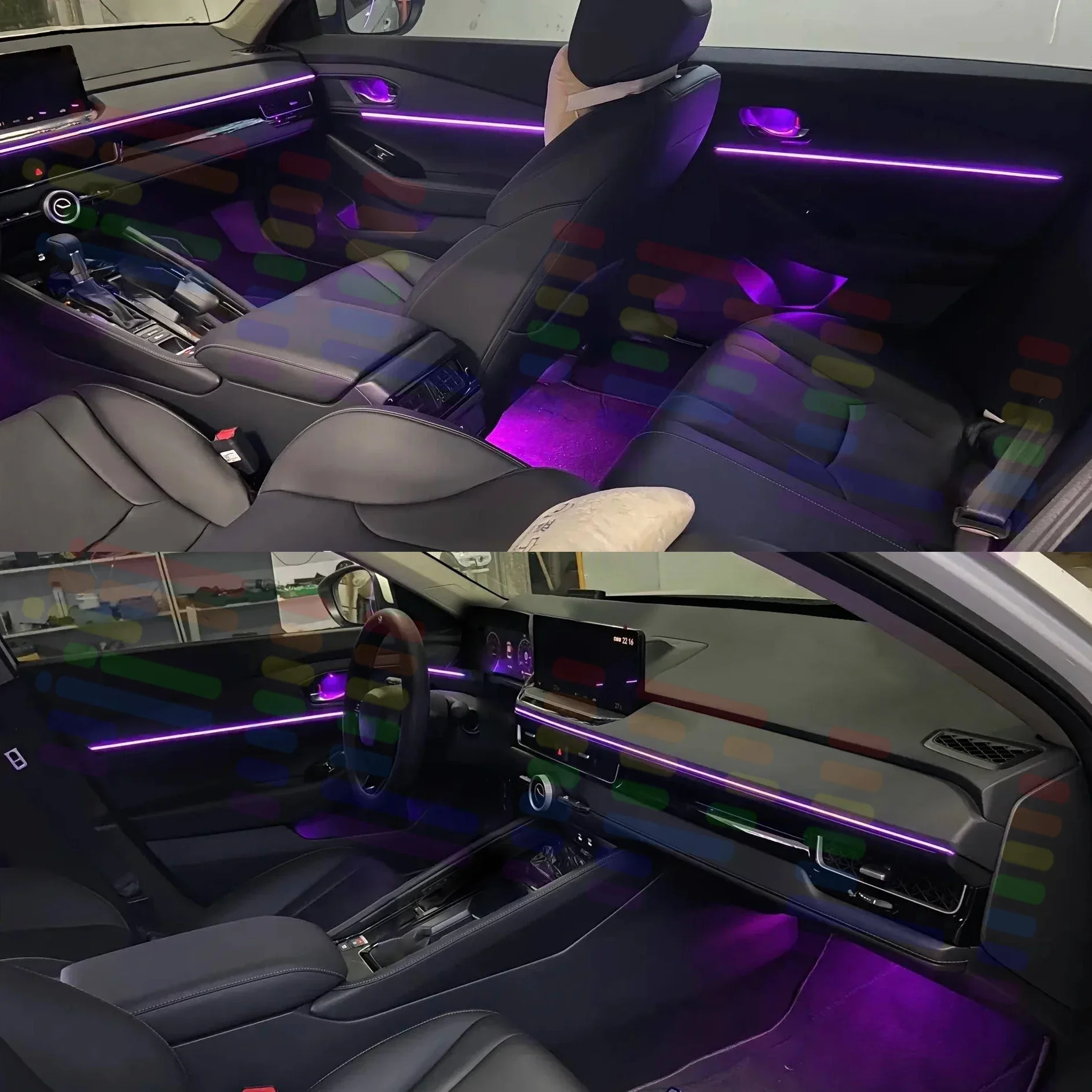 لفورد F-150 رابتور 13 2018-2020 سيارة الداخلية الاكريليك سيارة المحيطة أضواء 64 ألوان RGB لإضاءة ديكورية السيارات #4