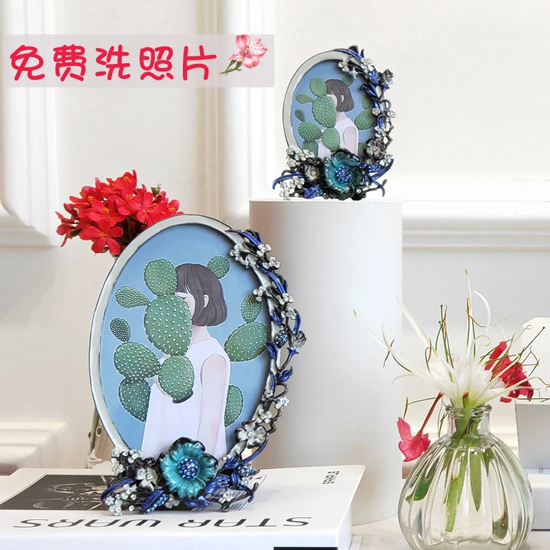 3 inch 6 inch oval photo frame Cloisonne craft Guochao photo frame Chinese traditional handicraft photo frame setting table