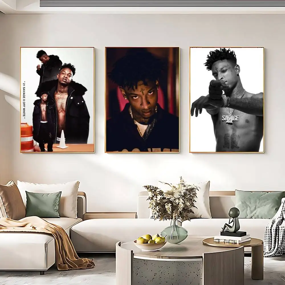 Rapper 21 S-Savage Poster Print Canvas Pictures Home For Living Room And Bedroom Wall Modern Decor Frameless Painting