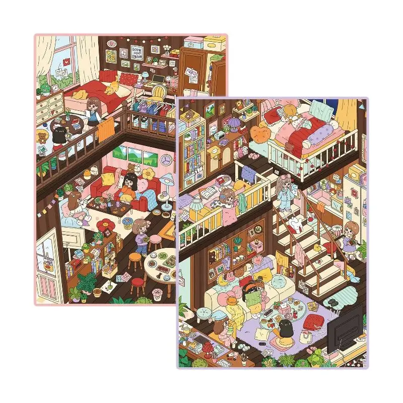 1/2Pcs Kawaii Pajama Party 3D Best Friend Time Landscape Sticker DIY Pocket Cabin Scene Sticker Festival Gift