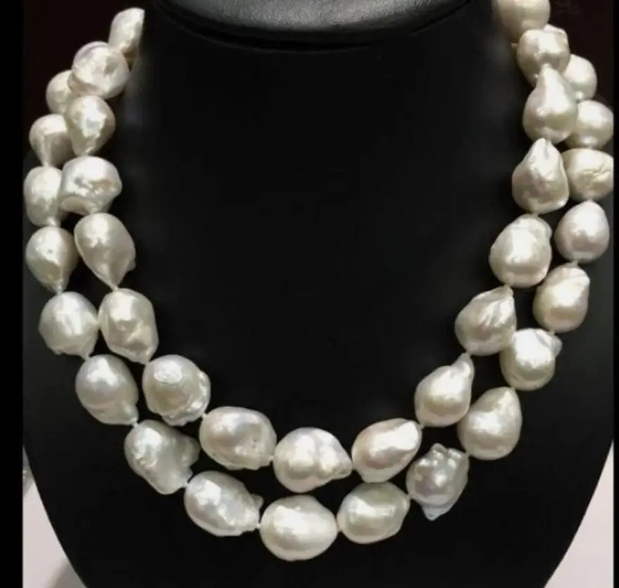 

Очаровательное огромное ожерелье из натурального белого жемчуга Южных морских пресноводных жемчужин, 33 дюйма, 13-18 мм