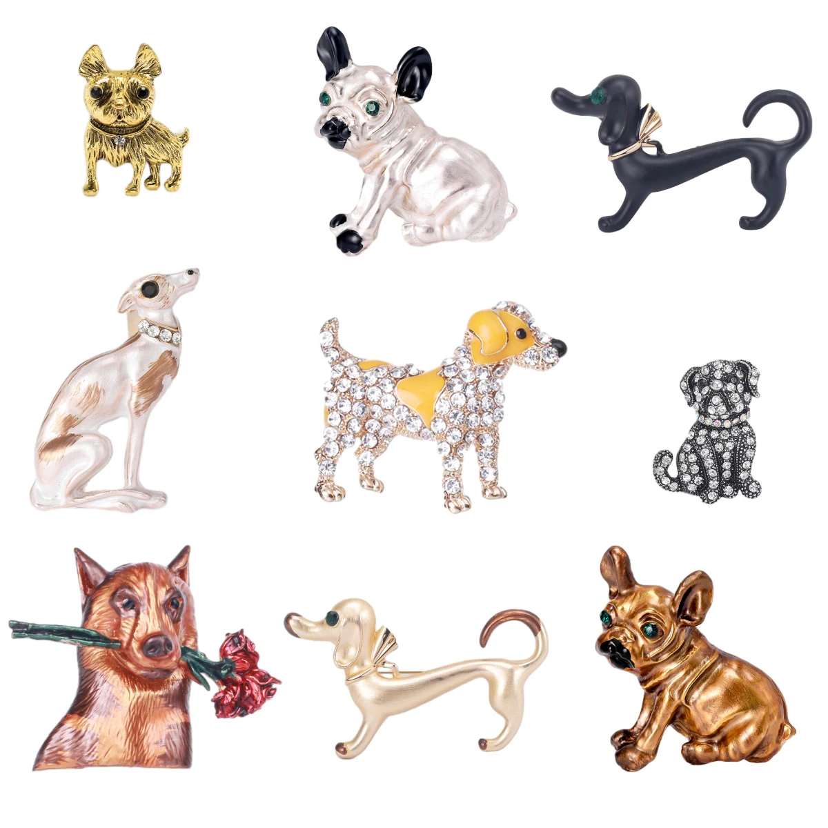 Beaut&Berry Women\'s Cute Humorous Dog Brooches Unisex Animal Pins Office Party Casual Accessories Gifts